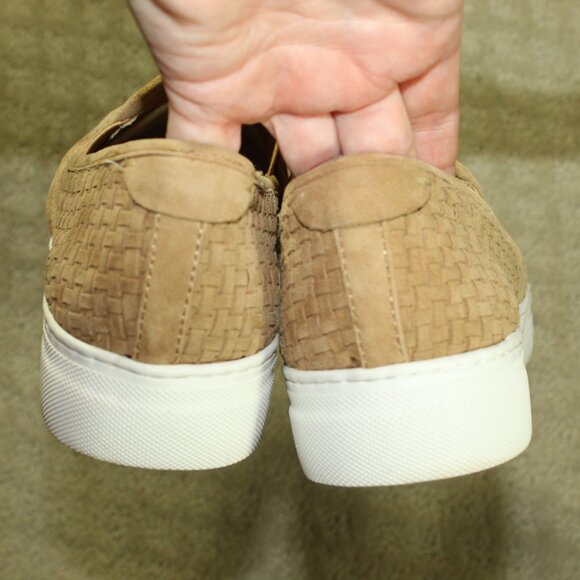 J/Slides Women's 7.5M Tan Woven Leather Loafers - Picture 5 of 6